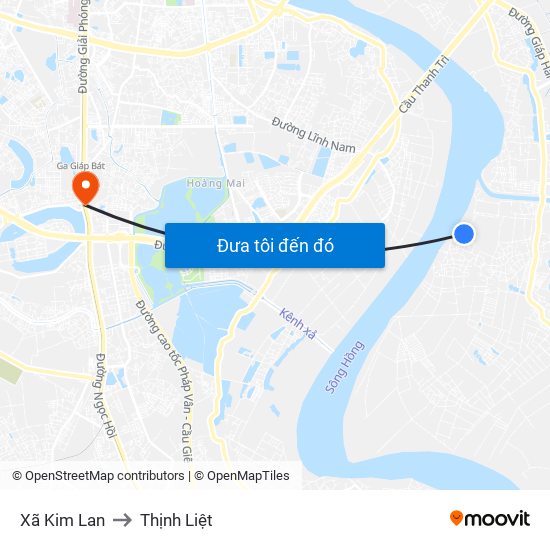 Xã Kim Lan to Thịnh Liệt map