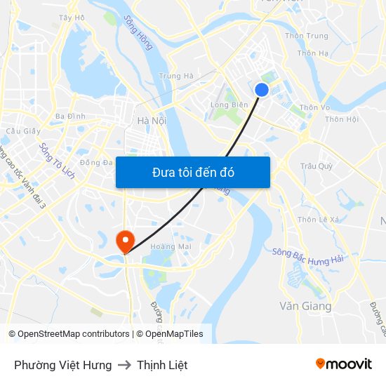 Phường Việt Hưng to Thịnh Liệt map