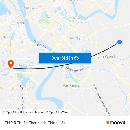 Thị Xã Thuận Thành to Thịnh Liệt map