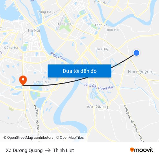 Xã Dương Quang to Thịnh Liệt map