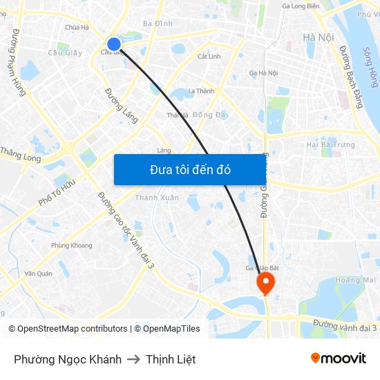 Phường Ngọc Khánh to Thịnh Liệt map