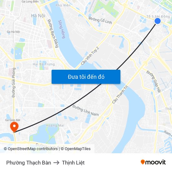 Phường Thạch Bàn to Thịnh Liệt map