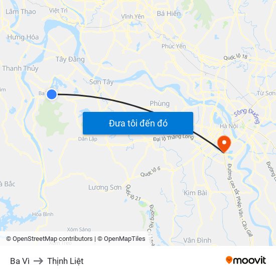 Ba Vì to Thịnh Liệt map