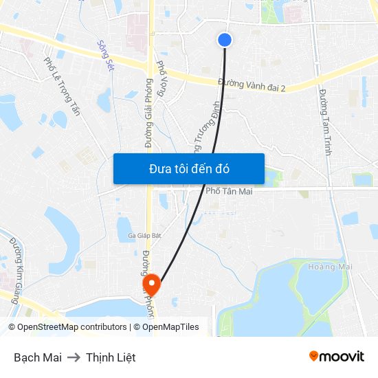 Bạch Mai to Thịnh Liệt map