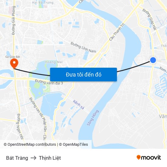 Bát Tràng to Thịnh Liệt map