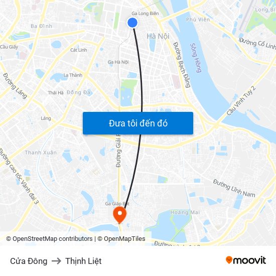 Cửa Đông to Thịnh Liệt map