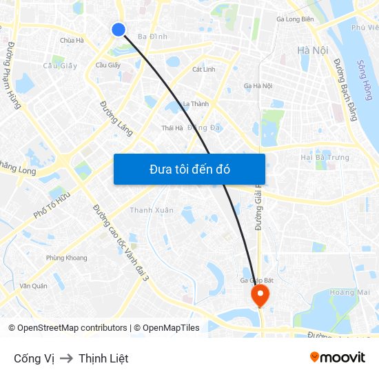 Cống Vị to Thịnh Liệt map
