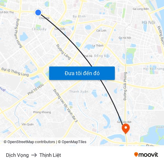 Dịch Vọng to Thịnh Liệt map