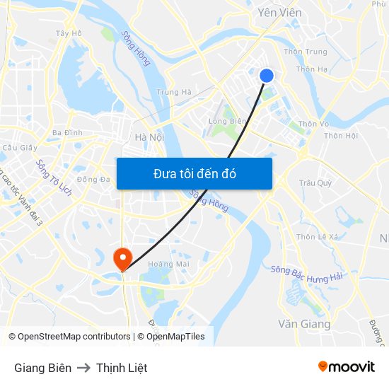 Giang Biên to Thịnh Liệt map