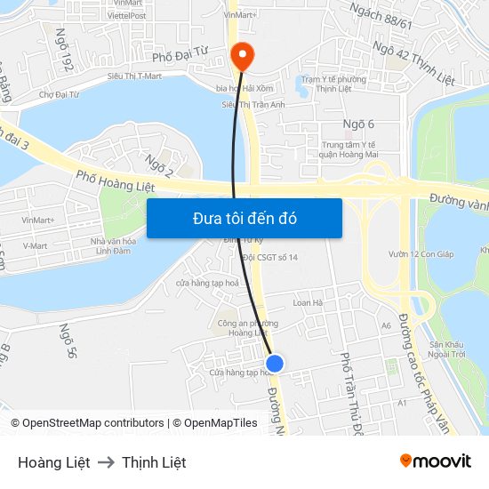 Hoàng Liệt to Thịnh Liệt map