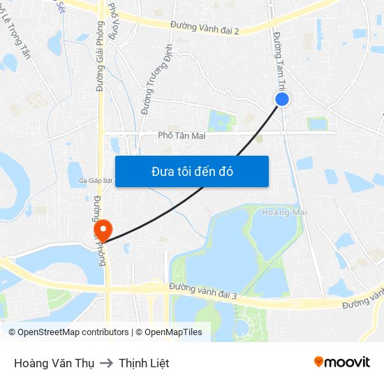 Hoàng Văn Thụ to Thịnh Liệt map