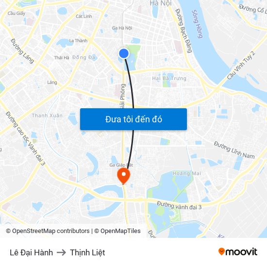 Lê Đại Hành to Thịnh Liệt map