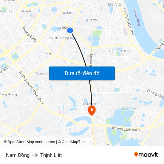 Nam Đồng to Thịnh Liệt map