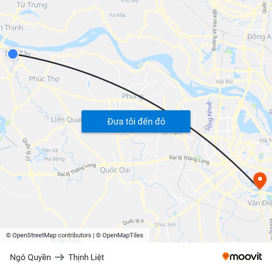 Ngô Quyền to Thịnh Liệt map