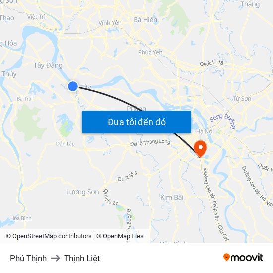 Phú Thịnh to Thịnh Liệt map