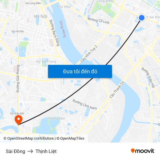 Sài Đồng to Thịnh Liệt map