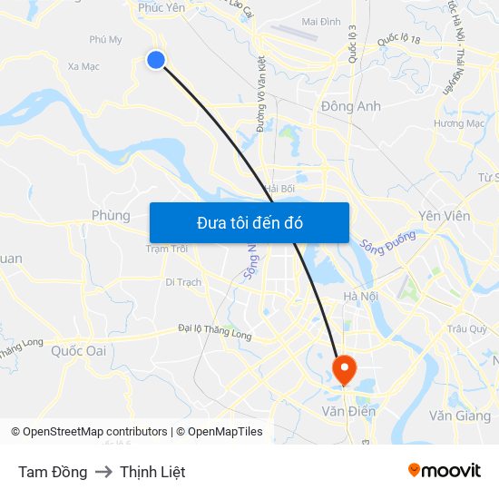 Tam Đồng to Thịnh Liệt map