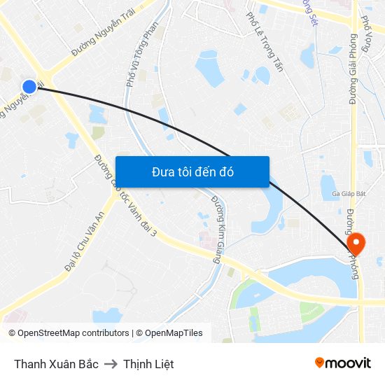 Thanh Xuân Bắc to Thịnh Liệt map