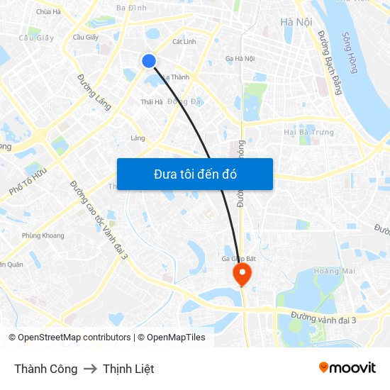 Thành Công to Thịnh Liệt map