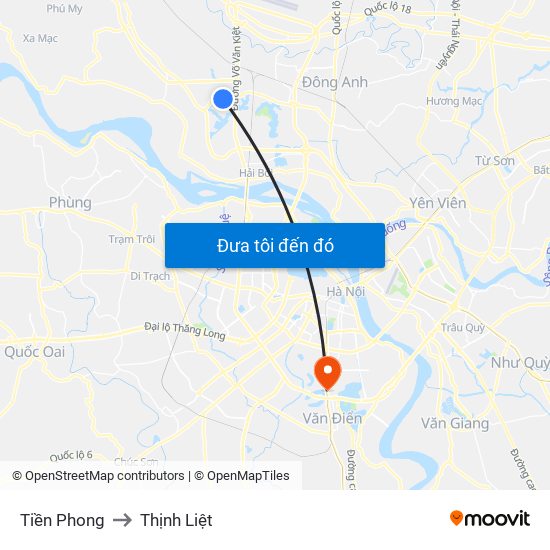 Tiền Phong to Thịnh Liệt map