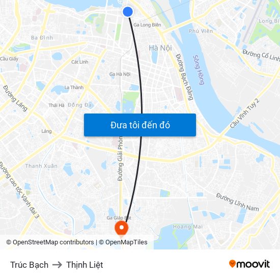 Trúc Bạch to Thịnh Liệt map