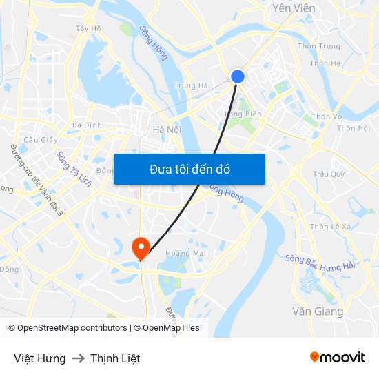 Việt Hưng to Thịnh Liệt map