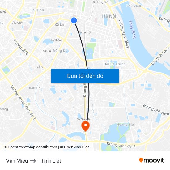 Văn Miếu to Thịnh Liệt map