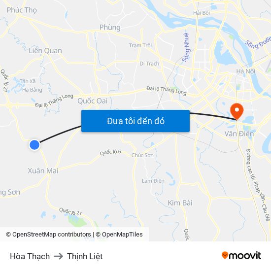 Hòa Thạch to Thịnh Liệt map