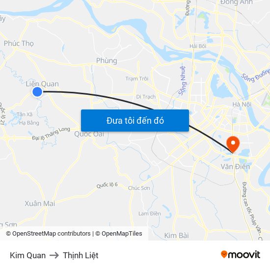 Kim Quan to Thịnh Liệt map