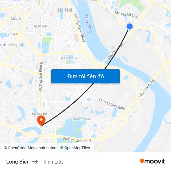 Long Biên to Thịnh Liệt map