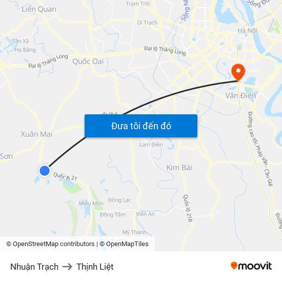 Nhuận Trạch to Thịnh Liệt map