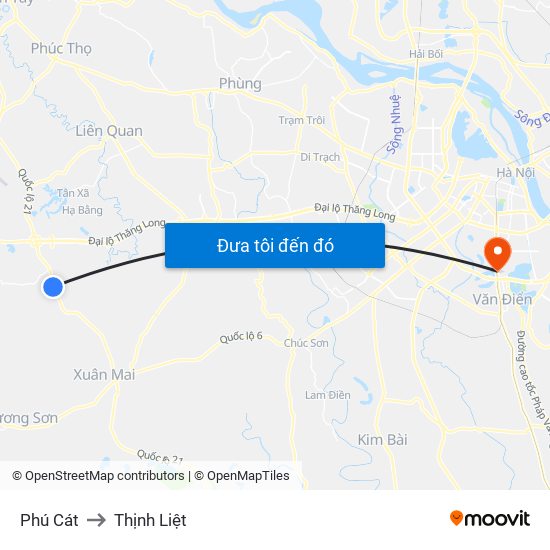 Phú Cát to Thịnh Liệt map