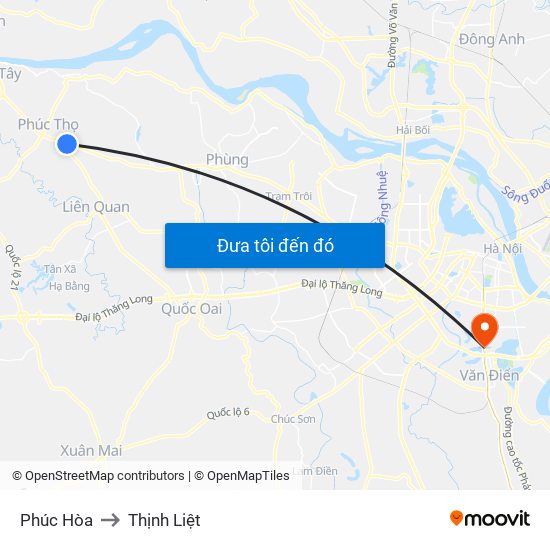Phúc Hòa to Thịnh Liệt map
