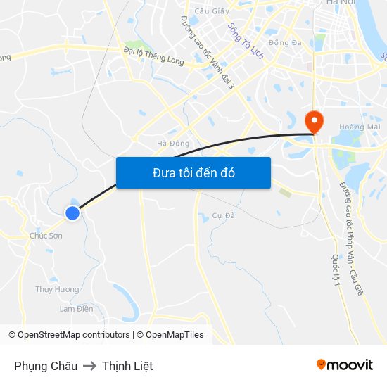 Phụng Châu to Thịnh Liệt map