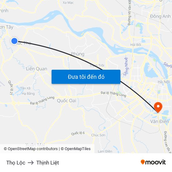 Thọ Lộc to Thịnh Liệt map