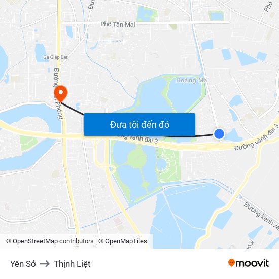 Yên Sở to Thịnh Liệt map