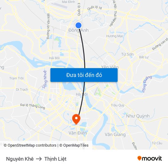 Nguyên Khê to Thịnh Liệt map