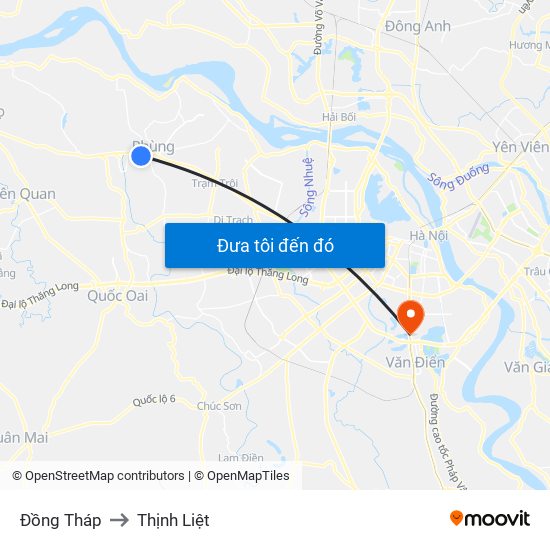 Đồng Tháp to Thịnh Liệt map