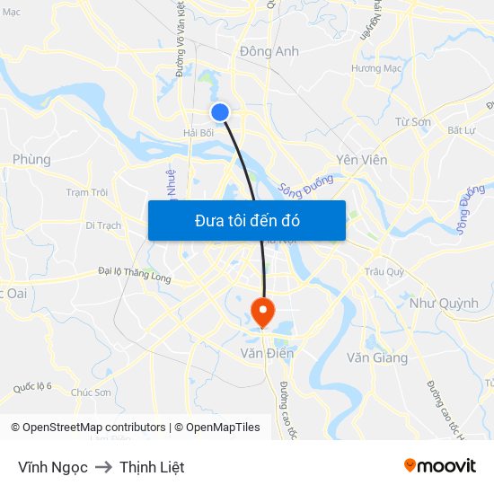 Vĩnh Ngọc to Thịnh Liệt map