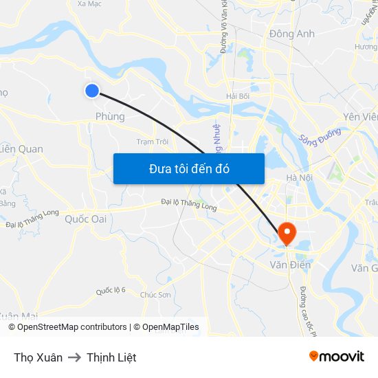 Thọ Xuân to Thịnh Liệt map