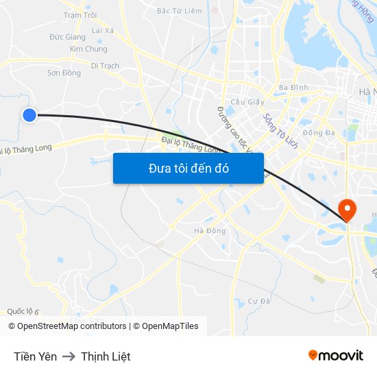 Tiền Yên to Thịnh Liệt map