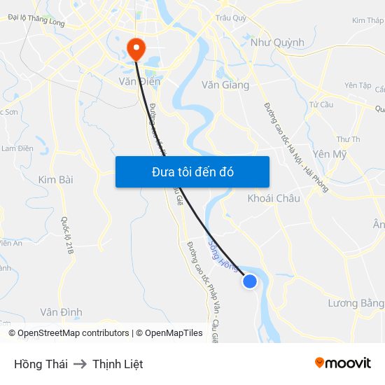 Hồng Thái to Thịnh Liệt map