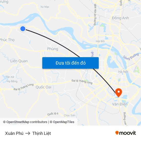 Xuân Phú to Thịnh Liệt map