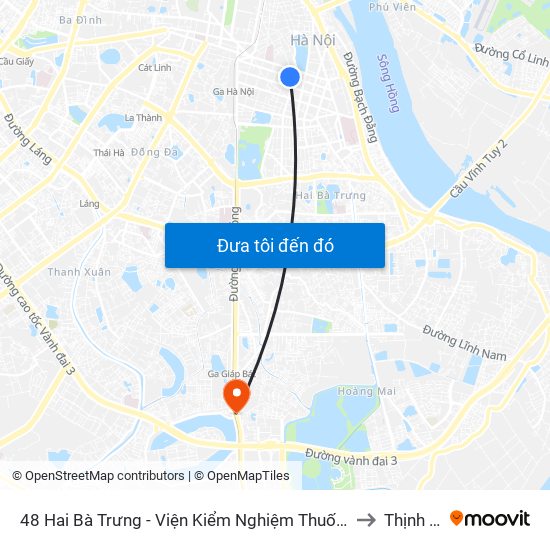 48 Hai Bà Trưng - Viện Kiểm Nghiệm Thuốc Trung Ương to Thịnh Liệt map