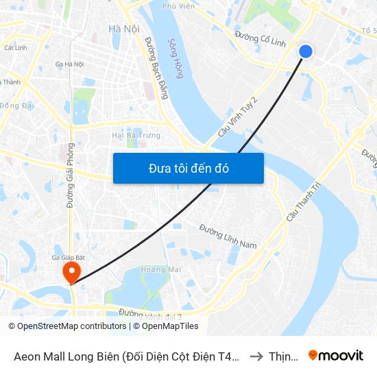 Aeon Mall Long Biên (Đối Diện Cột Điện T4a/2a-B Đường Cổ Linh) to Thịnh Liệt map