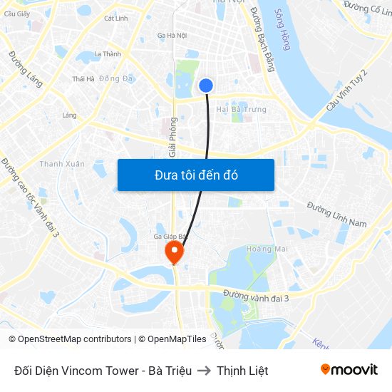 Đối Diện Vincom Tower - Bà Triệu to Thịnh Liệt map