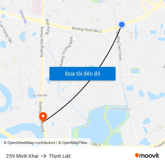 259 Minh Khai to Thịnh Liệt map