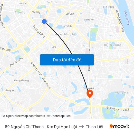 89 Nguyễn Chí Thanh - Ktx Đại Học Luật to Thịnh Liệt map