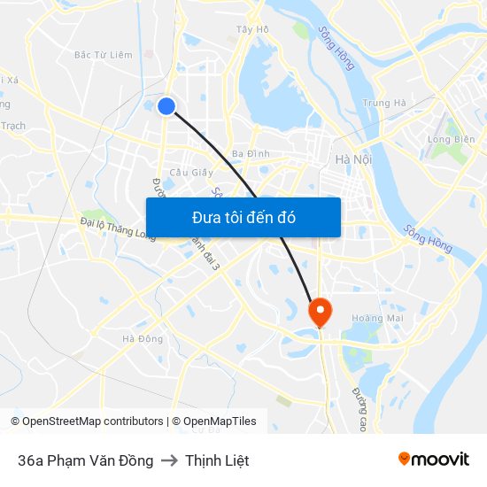 36a Phạm Văn Đồng to Thịnh Liệt map