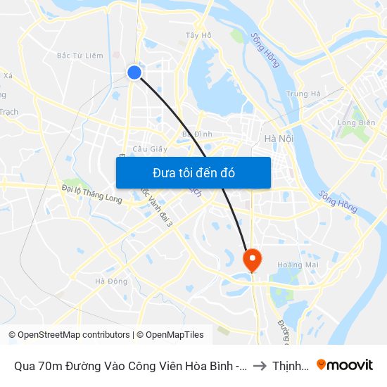 Qua 70m Đường Vào Công Viên Hòa Bình - Phạm Văn Đồng to Thịnh Liệt map